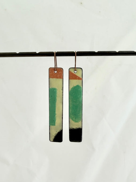 Rectangle Enamel Earrings