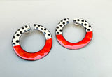 Red Circle Enamel Earrings