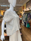 Linen Wide Neck Frayed Lines Top (color options)