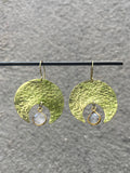 Hammered Moon + Rutilated Quartz Earrings