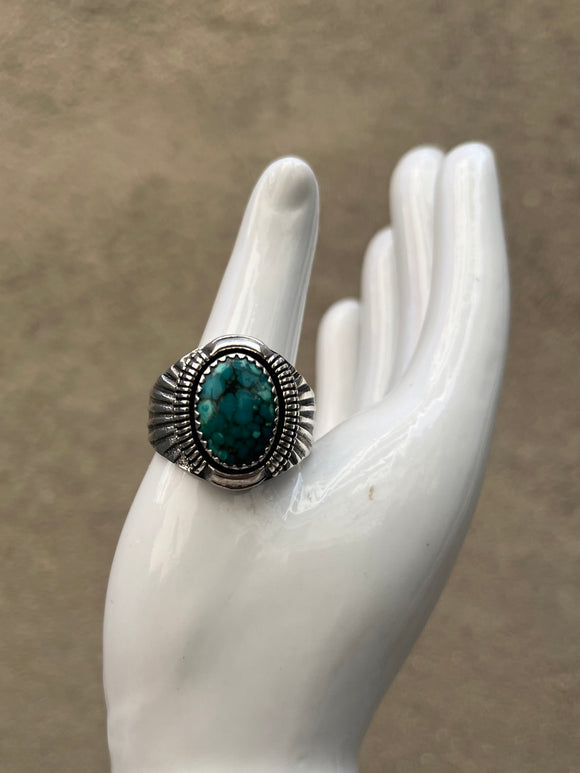Vintage Navajo Spiderweb Turquoise Ring
