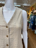 Textured Button Front Vest