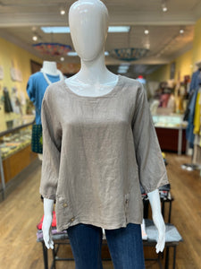 Linen Button Hem Top (color options)