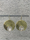 Hammered Moon + Rutilated Quartz Earrings