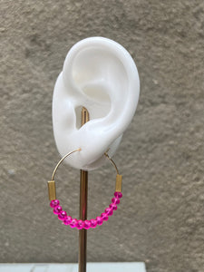 Pink Glass Bead Hoops