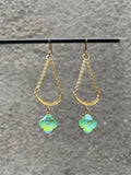 Sea Green Swarovski + Crescent Dangles