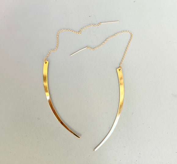 Gold Slice Threader Earrings