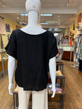 Linen Wide Neck Frayed Lines Top (color options)