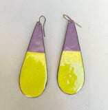 Purple + Lime Enamel Teardrop Earrings