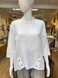 Linen Button Hem Top (color options)
