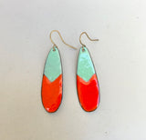 Red + Aqua Enamel Teardrop Earrings