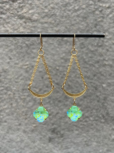 Sea Green Swarovski + Crescent Dangles