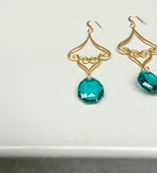 Swarovski Peacock Crystals + Gold Filigree Earrings