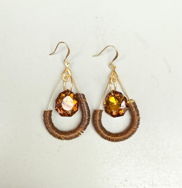 French Sequin + Topaz Crystal Earrings