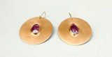 Bronze Discs + Sapphire Earrings
