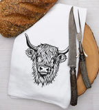 Highland Cow Flour Sack Tea Towel