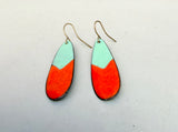 Red + Aqua Enamel Teardrop Earrings