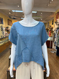 Linen Wide Neck Frayed Lines Top (color options)