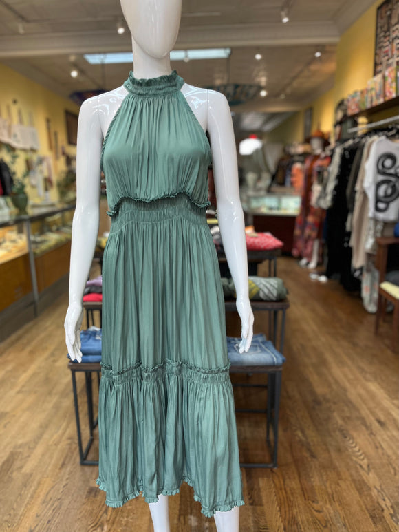 Satin Halter Tiered Dress (color options)