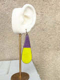 Purple + Lime Enamel Teardrop Earrings