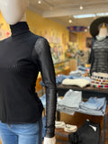 Black Nylon L/S Top with Turtleneck