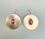 Bronze Discs + Sapphire Earrings