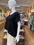 Linen Wide Neck Frayed Lines Top (color options)