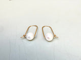 Short Bar Pearl Hoop Earrings