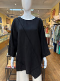Linen Stitch Trim Asymmetrical Top (color options)