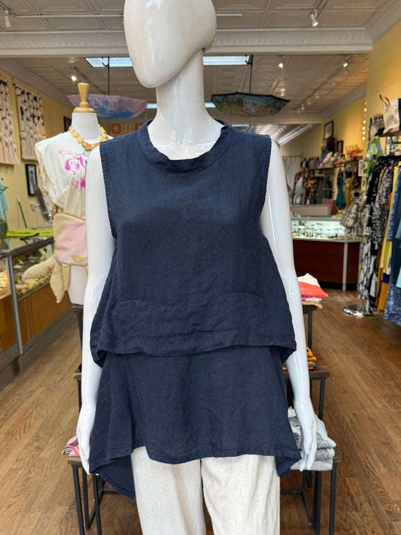 Linen Two Tier Blouse (color options)