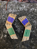 Handwoven Wire and Bead Boomerang Earrings