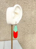 Red + Aqua Enamel Teardrop Earrings