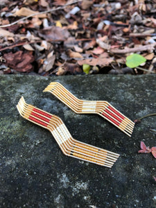 Handwoven wire and bead Zigzag Earrings