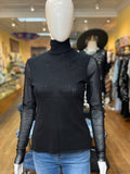 Black Nylon L/S Top with Turtleneck