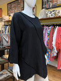 Linen Stitch Trim Asymmetrical Top (color options)