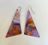 Heat Patina Triangle Earrings