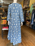 The Calypso Garden Dress (blue +white floral)