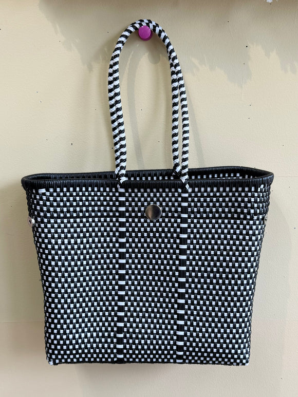 Upcycled Woven Plastic Bag with Closure (color options!)