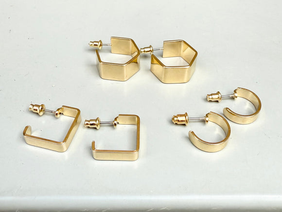 Gold Shape Hoop Earrings (multiple options)