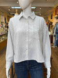 Striped Button Down Top w/ Pocket