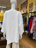 Linen Stitch Trim Asymmetrical Top (color options)