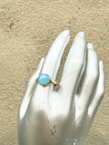 Blue Chalcedony Large Faceted Stone Set Signet Ring