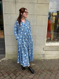 The Calypso Garden Dress (blue +white floral)