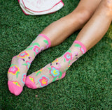 Flamingo Floral Sheer Socks