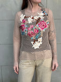 Embroidered Fishnet Blouse