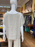 Linen Wide Neck Frayed Lines Top (color options)