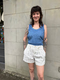 Sloan Tab Short, Savoy Navy Stripe