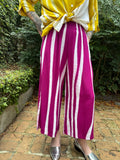 Hand painted Raspberry Cropped Palazzo Pant