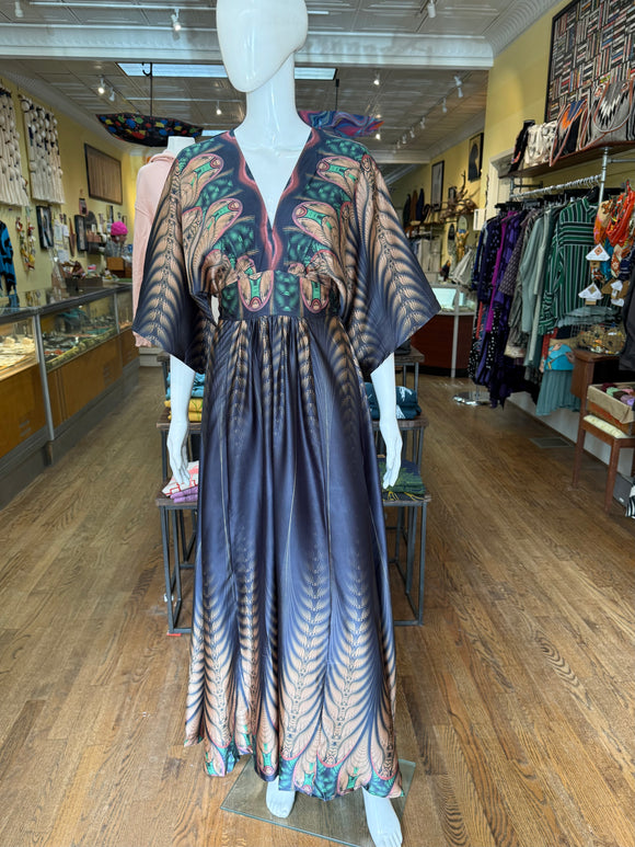 Peacock Kimono Sleeved Dress