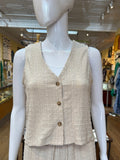 Textured Button Front Vest